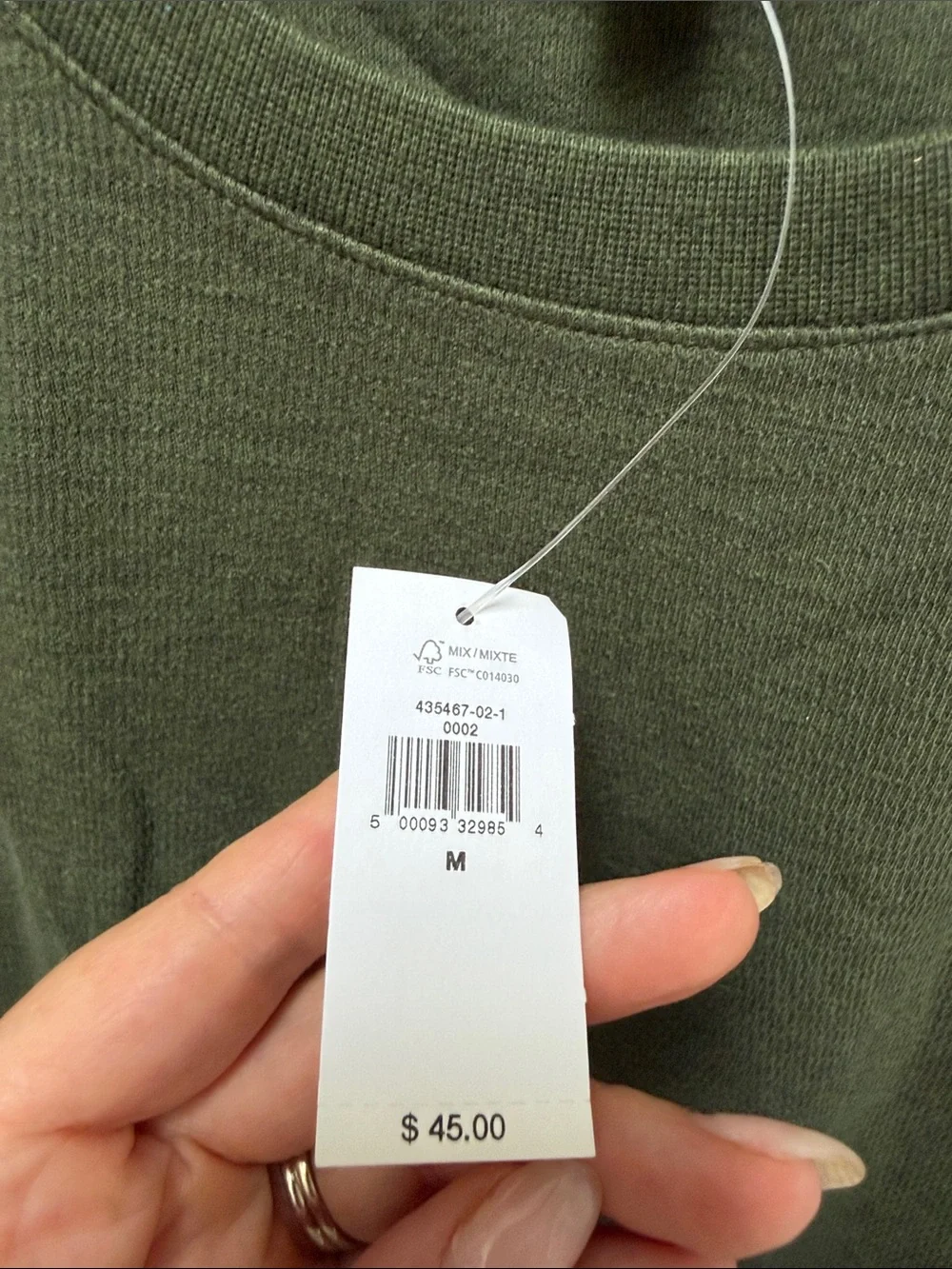 Banana Republic Men's Long Sleeve Crewneck — Olive